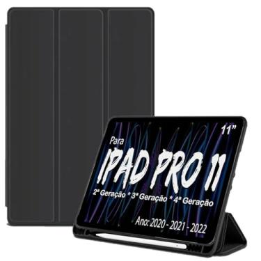 Imagem de Smart Case C/Suporte Pencil Para Apple iPad Pro 11 da 2ª 3ª 4ª Geração De 11" Pol. A2228 A2068 A2230 A2231 /A2377 A2459 A2301 A2460 /A2759 A2761 A2435 A2762 Ano 2020/2021/2022 - Alamo (PRETO)