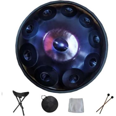 Imagem de Pano de mão harmônico de tambor 9 10 12 14 notas Instrumento de percussão profissional Handpan de aço com bolsa de viagem Decoração de corda e marretas para meditação Yoga Zen, roxo, 10 nota