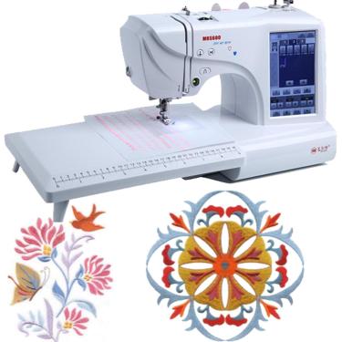 Imagem de Máquina de bordar automática 2 em 1 com tela de toque LCD, máquina elétrica computadorizada para roupas e roupas de cama, enfiador de agulha automático, área de bordado 4 "x 9,2"