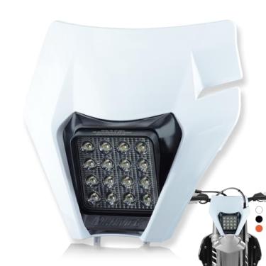 Imagem de Sawrain Farol de LED universal Dirt Pit Bike - Farol de motocicleta para EXC - Acessórios para bicicleta Dirt Pit Branco