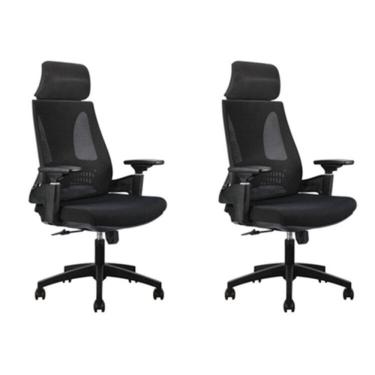 Imagem de Kit 2 Cadeiras Office Diretor Toledo com Apoia Cabeça e Braços 3d Nr17 Preto