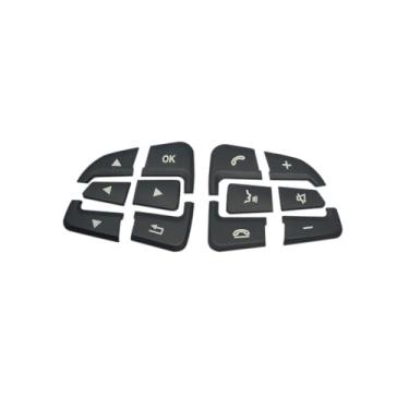 Imagem de Adesivo de acabamento de botão de volante preto para carro, decoração compatível com Mercedes Benz A B GLA CLA GLS GLE CLS SL (modelo de flecha)
