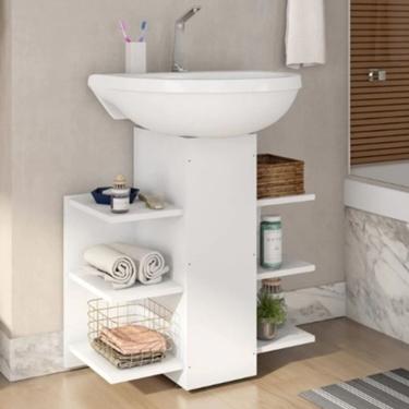Imagem de Gabinete Armário de Banheiro para Pia de Coluna - Branco