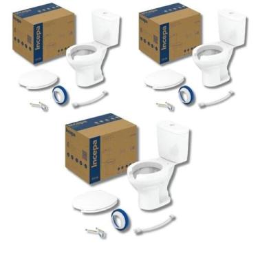 Imagem de Kit 3 Vaso Sanitário com Caixa Acoplada e Assento com Abertura Acesso 