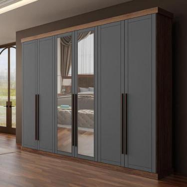 Imagem de Roupeiro Capri 6 Portas MDP 2,63m c/ Espelho Carraro Fre Tit - Carraro