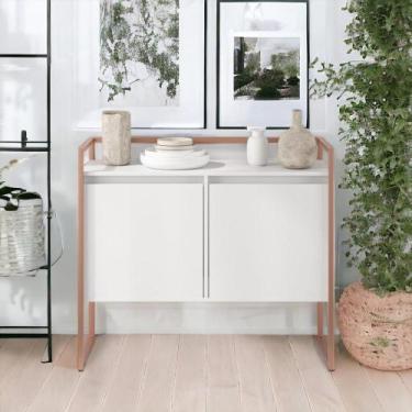 Imagem de Aparador Buffet 2 Portas Industrial Roma - Mais de Casa, Branco Cobre