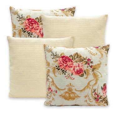 Imagem de Kit 4 Capas Piquet P/ Almofadas 40x40 Com Zíper Lisas e Estampadas - R