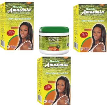 Imagem de Hene em po divina dama amazonia 200gr castanho escuro + creme branco a