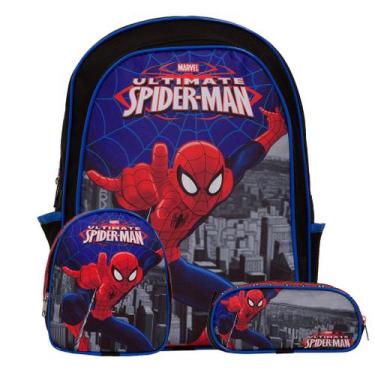 Imagem de Kit Bolsa Mochila Escolar Spider Man Desenho Costas Lancheira - Toys 2
