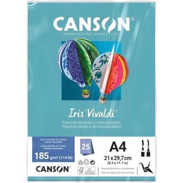 Imagem de Pct Papel Iris Vivaldi 25fls A4 185gr Canson Escolha a Cor, AZUL TURQU