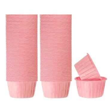 Imagem de HARFINGTON 100 peças de copos de cupcake de 100 ml, tamanho padrão, forros de cupcake de papel, embalagens à prova de gordura, descartáveis para casamentos, aniversários, Natal, sobremesa, rosa