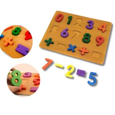 Imagem de Brinquedo Tabuleiro Numeros Em Madeira Didático Pedagógico