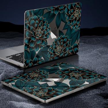 Imagem de Tuiklol Capa para MacBook Air de 13,6 polegadas versão 2024 2023 2022 M3 A3113 M2 A2681, capas rígidas ultrafinas à prova de impacto com capa de teclado, plugue antipoeira e protetor de tela, flor