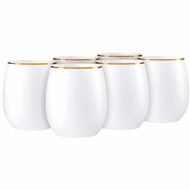 Imagem de Taças de vinho branco sem haste elegantes com aro dourado - 355 ml (pacote com 6) - Design exclusivo e sofisticado - perfeito para melhorar a experiência de degustação de vinhos
