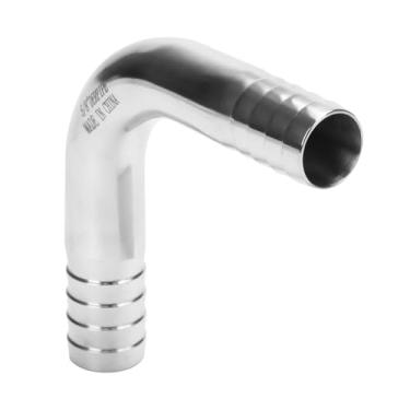 Imagem de DERPIPE Encaixe de farpa de cotovelo sanitário - aço inoxidável 304 5/20.3 cm farpado x 5/20.3 cm Cotovelo farpado 90 graus mangueira de fermentação doméstica acoplamento de farpa