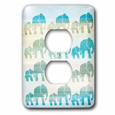Imagem de 3dRose lsp_152076_6 Aqua Mom & Baby Elephants Animals 2 Plug Outlet Cover