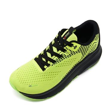 Imagem de JACKSHIBO Sapatos masculinos com bico largo, suporte de arco, tênis de largura larga para corrida, caminhada, tênis, ortopédico, fascite plantar, treino, com sola grossa acolchoada zero drop, Verde