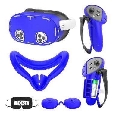 Imagem de Tyasoleil VR Silicone Case for Meta Quest 3S/3S Xbox Edition, Face Cover, Controller Grips, Shell Cover, Lens Cover, Disposable Eye Cover (Blue)
