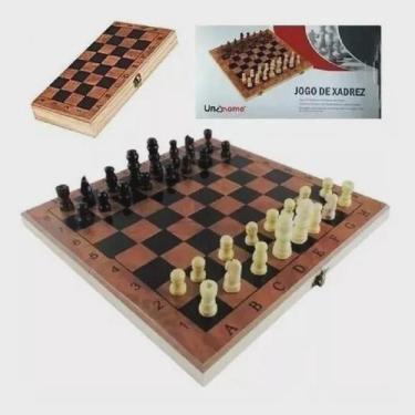 Imagem de Jogo de Xadrex Estojo Dobrável em Madeira Unihome
