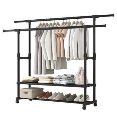Imagem de Cabideiro Suporte De Roupas Arara Regulável Armario Vertical - MC