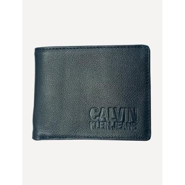 Imagem de Carteira Calvin Klein Jeans Couro Under Logo Azul Marinho, UN