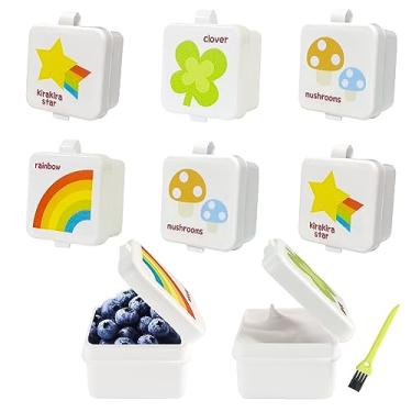 Imagem de Elykorrne Pacote com 8 recipientes para molho de salada, pequenos recipientes de condimentos com tampas, recipientes reutilizáveis para molho, copo de condimento de plástico, à prova de vazamento para almoço Bento Box Kids