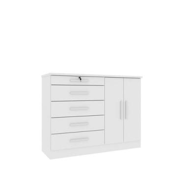 Imagem de Comoda Istambul 5 Gavetas 2 Portas Tcil, Neve
