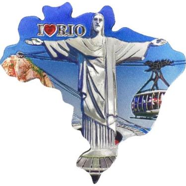 Imagem de Imã de Geladeira Mapa Brasil Lembrança do Rio De Janeiro Souvenir - Co