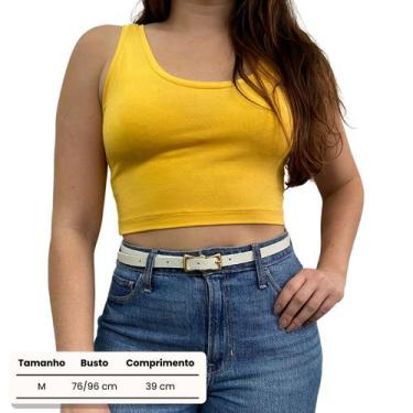 Imagem de Cropped Feminino Decote Canoa em Viscolycra Amarelo - Slabasics, M, Am