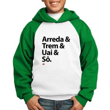 Imagem de Moletom Infantil Arreda & Trem & Uai & Sô - Foca na Moda, Branco, Verd