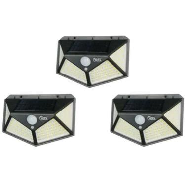 Imagem de Kit 3 Luminária Solar Parede 100 Led  para fazenda - A.R Variedades MT