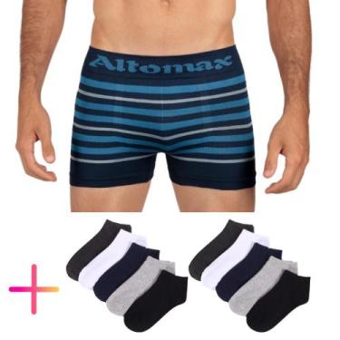 Imagem de Kit 10 Cuecas Box E 10 Par de Meias Invisível Adulto Altomax, Variadas