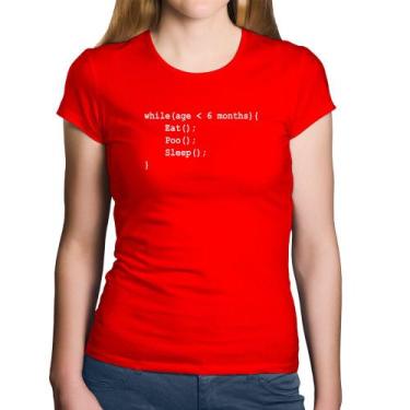 Imagem de Baby Look Algodão Eat Poo Sleep Código - Foca na Moda, Vermelho, GG