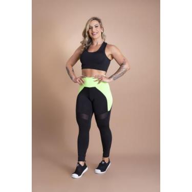 Imagem de Conjunto Fitness Feminino Calça Legging Cintura Alta Com Detalhe E Top