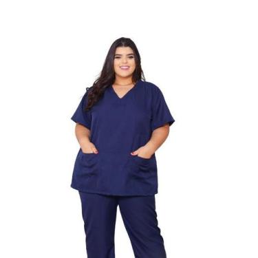 Imagem de Conjunto Hospitalar Plus Size Pijama Gola V Enfermagem 2 Peças Manga C