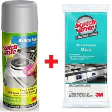 Imagem de Brilha INOX Removedor Limpador + SCOTH Brite Fibra Macia 3M