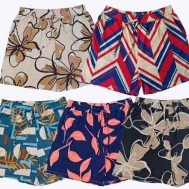 Imagem de Kit 3 Short Feminino Estampadas Cintura Alta Com Elástico - ebenezer, 