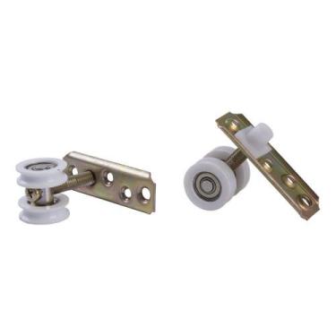 Imagem de Roldana 2 Rodas Côncava Para Porta Com Rolamento 28mm Perfil (02 Peças