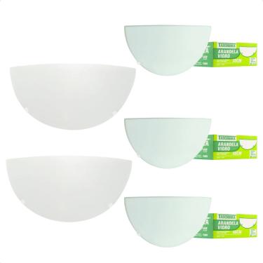 Imagem de Kit 5 Arandelas Taschibra Jurerê Vidro Meia Lua E27 Bivolt