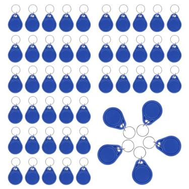Imagem de Aepiraza 50 peças 125khz RFID gravável regravável T5577 Fob Tag, 125 kHz RFID chaveiro cartão de identificação de proximidade etiqueta de token regravável para gravador RFID (azul)
