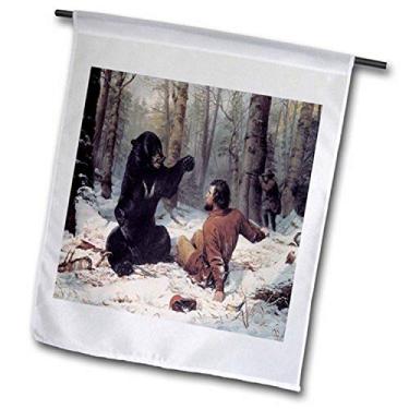 Imagem de 3dRose fl_180237_2 "The Life of A Hunter, A Tight Fix, 1856 por Arthur Fitzwilliam Tait Bandeira de jardim, 45 x 68 cm