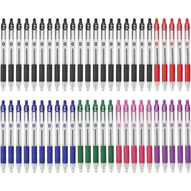 Imagem de ZEBRA Z GRIP Canetas esferográficas sortidas, retráteis com tinta lisa, aderência confortável e clipe de bolso, biro, ponta média, pacote com 50, 5 cores sortidas
