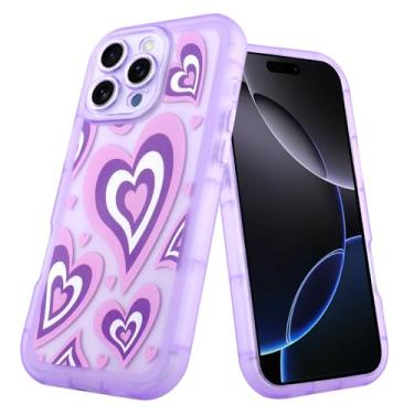 Imagem de AIGOMARA Capa para iPhone 16 Pro, capa de telefone com padrão de design pintado de coração distinto e fofo adequada para Grils Capas de telefone TPU macias Fiexible proteção antiqueda fina capa de