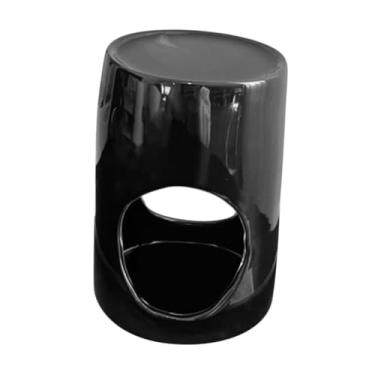 Imagem de WeiLaiKeQi Queimador de óleo essencial de cerâmica, difusor de óleo para decoração de casa, forno de aroma, queimador de cera, suporte de vela leve para mesa de, Preto