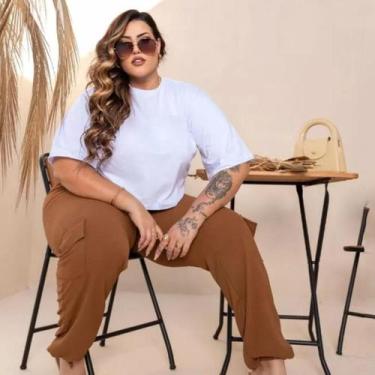 Imagem de Cropped Feminino Plus Size Camiseta Curta E Estilosa Para Qualquer Oca