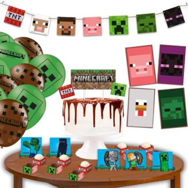 Imagem de Kit Festa Minecraft 62 Peças Comemoração Aniversário Kid Criança Jogo 