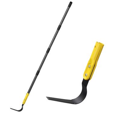 Imagem de Ferramenta extrator de ervas daninhas, ferramenta de jardim de chicote e foice de grama longa de 167 cm com lâmina de dois gumes, cortador de grama de lâmina giratória de aço afiado para ervas