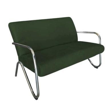 Imagem de Namoradeira Decorativa Bela Suede Verde Braço Cromado - Mazzero Decor