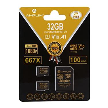 Imagem de Amplim Pacote com 2 adaptadores de cartão de memória flash micro SD SDHC TF de 32 GB para celular, tablet, câmera, drone