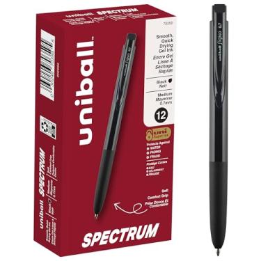 Imagem de Uniball™ Spectrum Canetas de gel retráteis, ponta média (0,7 mm), tinta preta, pacote com 12